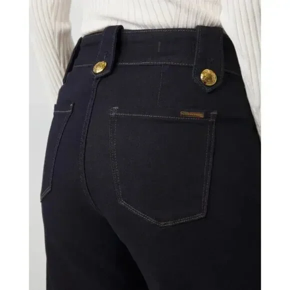 White House Black Market | High-Rise Mariner Wide-Leg Dark Wash Jeans | 10 - Picture 4 of 16